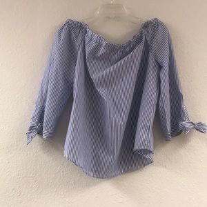 Entro Striped Off the Shoulder Blouse